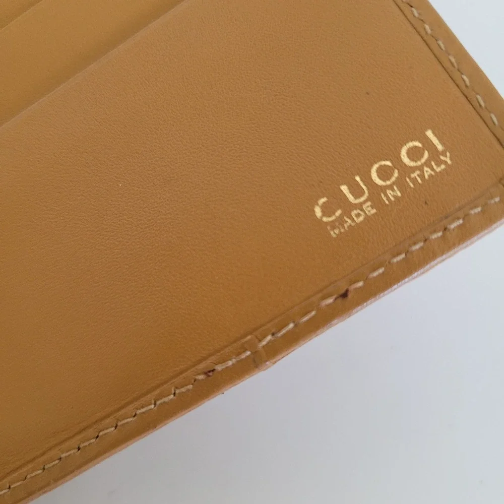 Gucci Vintage GG Canvas Leather Bifold Wallet Tan Beige 034.2888.0751.0